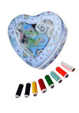 İplik Set Teneke Kutu Kalpli Dikiş Seti