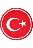 Aplike Ütü İle Yapışan Türk Bayrağı Yuvarlak Küçük Arma 3 Cm