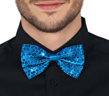 Açık Mavi Turkuaz Payetli Pullu Papyon