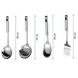 Leyloş 4lü Çelik Kepçe,süzgeç,servis Kaşığı,spatula Mutfak Yemek Hazırlama Servis Seti