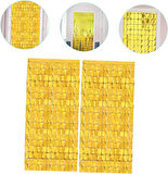 Altın Renk Disko Dikdörtgen Kesim Kapı Perdesi Altın