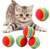 2 Adet Gökkuşağı Renklı Kedı Köpek Oyun Topu