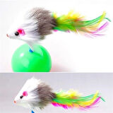 Leyloş Kedi Oyun Topu Tüylü Fareli Hacı Yatmaz Eğitici Yavru Kedi Fare Kovalama Oyuncağı