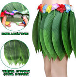 Tropikal Esintili Yapraklı Parti Eteği Çocuk Boy