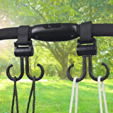 Leyloş 2li Bebek Arabasına Uyumlu Cırtlı  Eşya Taşıma Aparatı 360 Derece Dönebilen Plastik Kanca