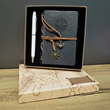 Gri Defter Ve Beyaz Kalem Kutulu Set