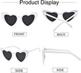 Beyaz Renk Kalp Şekilli Parti Gözlüğü