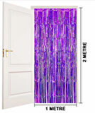 Mor Ekstra Metalize Saçaklı Arka Fon Perde