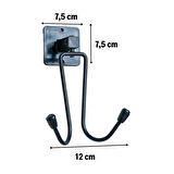 Leyloş Kendiliğinden Yapışkanlı Siyah Paslanmaz Metal Bornoz Ve Havlu Askılığı