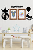 Leyloş Deco103 Supermen Dekoratif Duvar Süsü Tablo Aksesuar Ahşap Tasarım Hediye Pano Sticker Seti