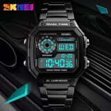 Skmei Erkek Kol Saati Dijital Spor Işıklı Siyah Metal Moda Şık Trend
