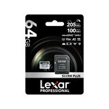 64GB LMSSIPL064G-BNANG MICROSD HIGH-PERFORMANCE SILVER PLUS MICROSDXC UHS-I UP TO 205MB/S READ 100MB/S WRITE C10 A2 V30 U3
