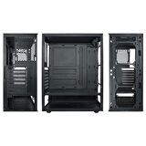 VENTO VG15FE Mid Tower, 750W 80+ Siyah, Temperli Cam, RGB, ATX GAMING KASA