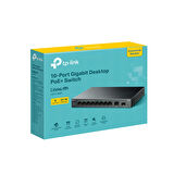 LS1210GP, Green Tech, 10 port Gigabit, 9 Port POE, +1 Port Gigabit SFP, 61W, Yönetilemez Masaüstü Switch
