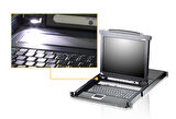 ATEN-CL5708NT Sürgülü Kasaya Sahip, 19" Arkadan Aydınlatmalı LCD Ekran, Touchpad’i ve Türkçe Klavye'si Bulunan 8 Port PS/2-USB KVMP™ (Periferi/ Çevre Cihazlarla (USB) Bağlantı Kurabilir) Switch, İlave Konsol Girişli