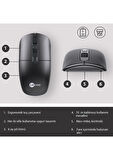  M2001 KABLOSUZ 1600 DPI SİYAH MOUSE