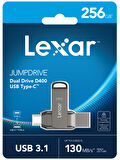 LEXAR 256GB LJDD400256G-BNQNG USB BELLEK DUAL TYPE-C AND TYPE-A USB 3.1 FLASH DRIVE UP TO 130MB/S READ