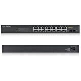 ZyXEL GS1900-24HP V2, 24 Port, GigaBit, 24 Port PoE, 170W, +2Port GigaBit SFP, Yönetilebilir, Rackmount Switch