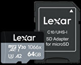 LEXAR 64GB LMS1066064G-BNANG 1066X MİKRO SDXC UHS-I 160MB/S READ 70MB/S WRITE C10 A2 V30 U3