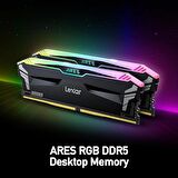 LD5EU016G-R6400GDLA ARES RAM DT DDR5 UDIMM 2X16GB 6400 CL32 1.4V MEMORY WITH HEATSINK AND RGB LIGHTING DUAL PACK BLACK COLOR