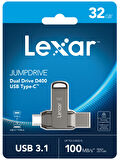 LEXAR 32GB LJDD400032G-BNQNG USB BELLEK DUAL TYPE-C AND TYPE-A USB 3.1 FLASH DRIVE UP TO 100MB/S READ
