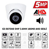  ez-5075hd 5mp 3.6mm 18smd ahd sesli dome