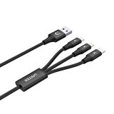 UNITEK USB-A 3in1 HIZLI ŞARJ KABLOSU 1.2MT 2.4A MICRO USB, TYPE-C, LIGHTNING (C14049BK)