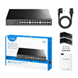 GS1024 24Port 10/100/1000Mbps VLAN&Extend Mode 11" Rock-Mount Çelik Gigabit Ethernet Switch