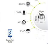 30 W SOLAR GÜNEŞ ENERJİLİ KAMP LAMBASI 5 MODLU POWERBANK ÖZELLİKLİ