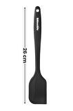 Silicolife Büyük Spatula, Isıya Dayanıklı Yanmaz Yapışmaz Tek Parça Silikon Spatula 26cm Siyah