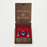 Saldives Lapislazuli Doğaltaş Kolye ve Küpe