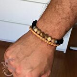 MAT KUM JASPER DOĞAL TAŞ ve DERİ BİLEKLİK BK036