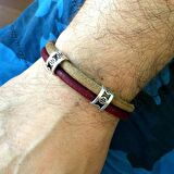 BORDO TABA ORJİNAL DERİ ERKEK BİLEKLİK BT110