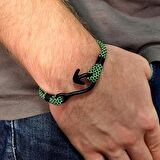 SİYAH METAL KANCA YEŞİL PARACORD BİLEKLİK BT159