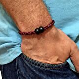 MIKNATISLI BORDO SİYAH DERİ ERKEK BİLEKLİK BT166