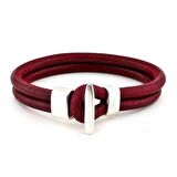 METAL KANCALI BORDO DERİ ERKEK BİLEKLİK BT180