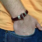 METAL KANCALI BORDO DERİ ERKEK BİLEKLİK BT180