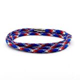 PARACORD ÜÇ SIRA DOLAMA MAVİ KIRMIZI BEYAZ ERKEK BİLEKLİK BT411