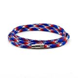 PARACORD ÜÇ SIRA DOLAMA MAVİ KIRMIZI BEYAZ ERKEK BİLEKLİK BT411