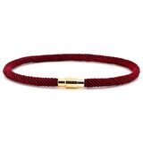 İNCE BORDO ÖRGÜ İP SARI MANYETİK KLİPS ERKEK BİLEKLİK BT458