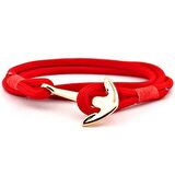 KIRMIZI PARACORD ALTIN RENGİ METAL ÇAPA ERKEK BİLEKLİK BT543