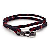 KIRMIZI SİYAH PARACORD METAL KANCALI SARMA ERKEK BİLEKLİK BT544