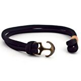 SİYAH PARACORD BRONZ ÇAPALI DENİZCİ ERKEK BİLEKLİK BT548