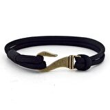 BRONZ METAL KANCA SİYAH PARACORD ERKEK BİLEKLİK BT616