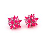 PUNK PEMBE DİKENLİ PARLAK TAŞLI KADIN KÜPE EX010