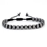 GRİ RENKLİ DOĞAL TAŞ HEMATİT MAKROME ERKEK BİLEKLİK J0038
