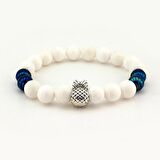 ANANAS BEYAZ ONİKS MAVİ HEMATİT DOĞAL TAŞ KADIN BİLEKLİK J0088