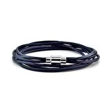 LACİVERT HAKİKİ DERİ SARMA MIKNATISLI ERKEK BİLEKLİK M003P