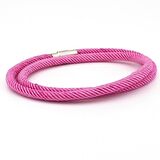 İKİ SIRA SARMA PEMBE ÖRGÜ İP ERKEK BİLEKLİK M007W