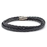 GRİ RENKLİ İKİ SIRA SARMA SAÇ ÖRGÜ DERİ ERKEK BİLEKLİK M008D